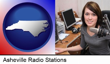 a female radio announcer in Asheville, NC