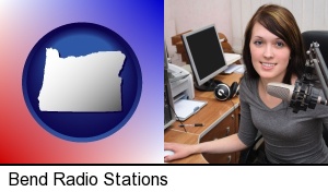 Bend, Oregon - a female radio announcer