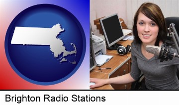 a female radio announcer in Brighton, MA