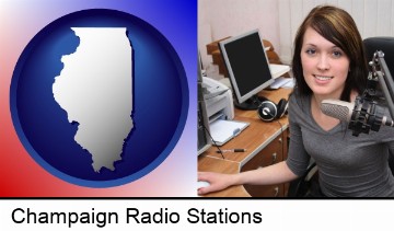 a female radio announcer in Champaign, IL