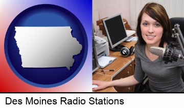a female radio announcer in Des Moines, IA