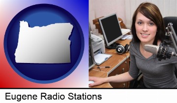 a female radio announcer in Eugene, OR