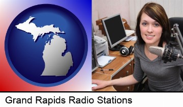 a female radio announcer in Grand Rapids, MI