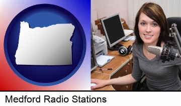 a female radio announcer in Medford, OR
