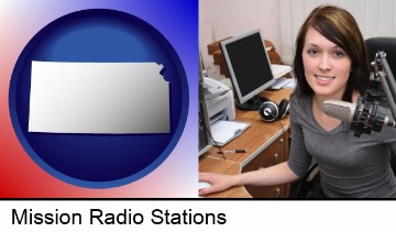 a female radio announcer in Mission, KS