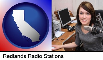 a female radio announcer in Redlands, CA