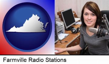 a female radio announcer in Farmville, VA