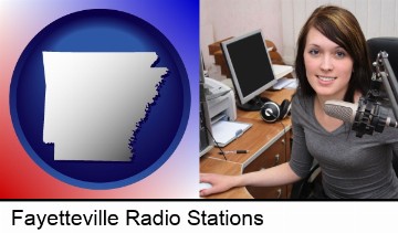 a female radio announcer in Fayetteville, AR