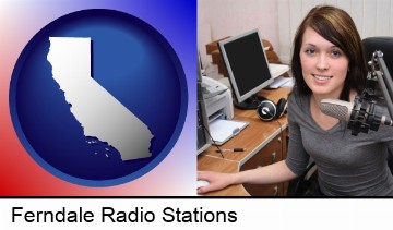 a female radio announcer in Ferndale, CA