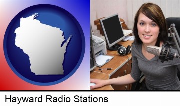 a female radio announcer in Hayward, WI