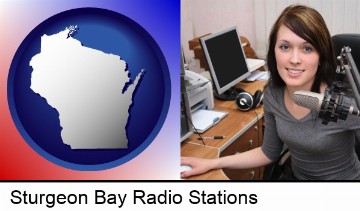 a female radio announcer in Sturgeon Bay, WI